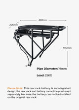 Batteria posteriore 48V13Ah per EP - 2 PRO + portapacchi posteriore - ottobest.it